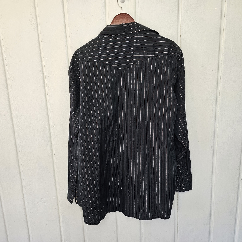 Panhandle Slim Mens 17.5 -36 Black Gold Western Style Cowboy Snap Button Top - Picture 10 of 12